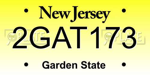 2GAT173 New Jersey License Plate