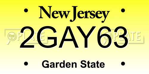 2GAY63 New Jersey License Plate