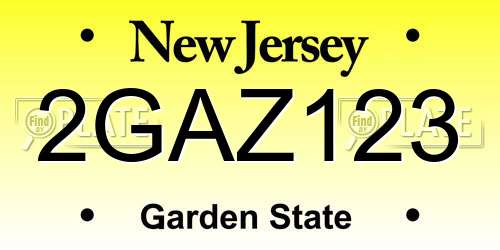 2GAZ123 New Jersey License Plate