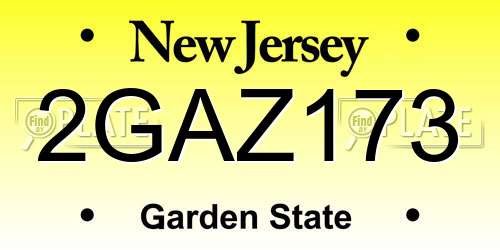2GAZ173 New Jersey License Plate