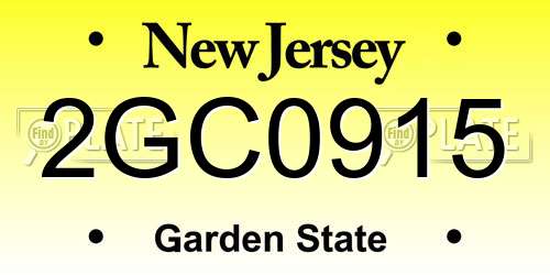 2GC0915 New Jersey License Plate