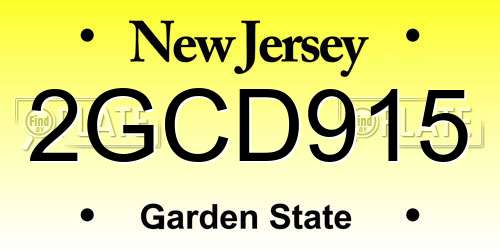 2GCD915 New Jersey License Plate