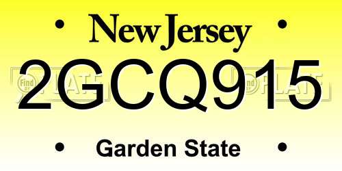 2GCQ915 New Jersey License Plate