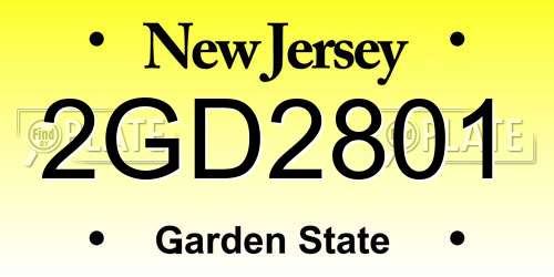 2GD2801 New Jersey License Plate