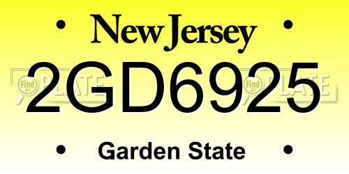 2GD6925 New Jersey License Plate