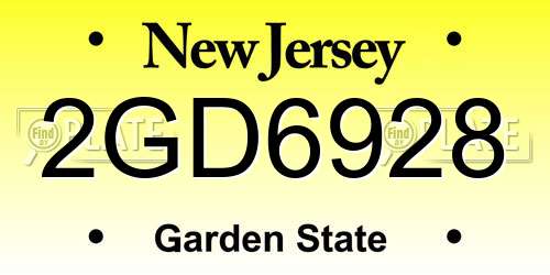 2GD6928 New Jersey License Plate