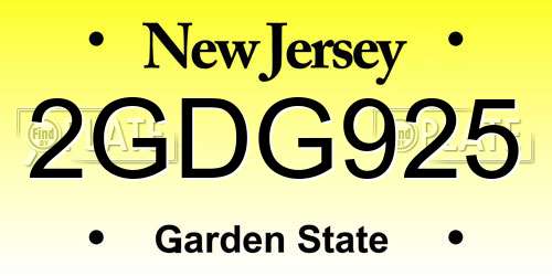 2GDG925 New Jersey License Plate