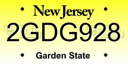 2GDG928 New Jersey License Plate