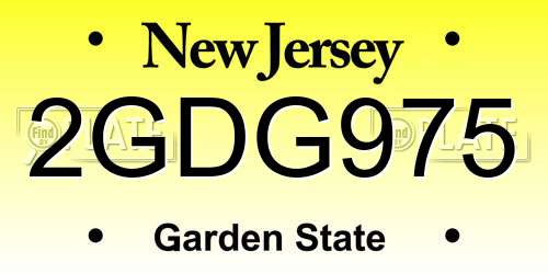 2GDG975 New Jersey License Plate