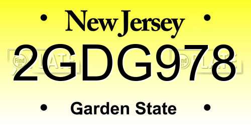 2GDG978 New Jersey License Plate