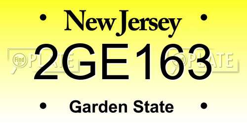 2GE163 New Jersey License Plate