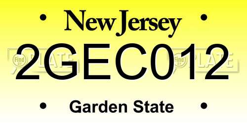 2GEC012 New Jersey License Plate
