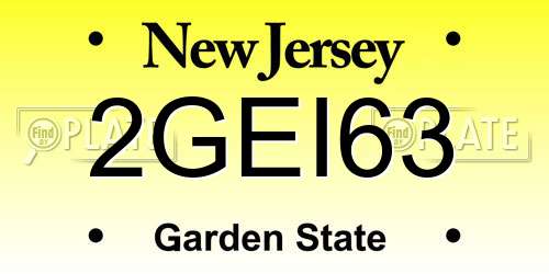 2GEI63 New Jersey License Plate