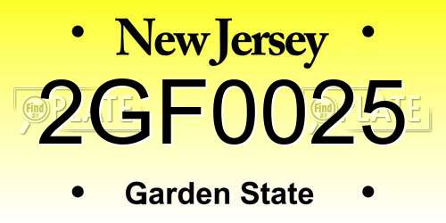 2GF0025 New Jersey License Plate