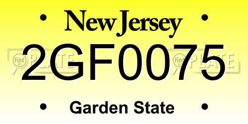 2GF0075 New Jersey License Plate