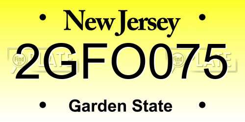 2GFO075 New Jersey License Plate