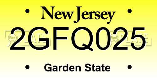 2GFQ025 New Jersey License Plate
