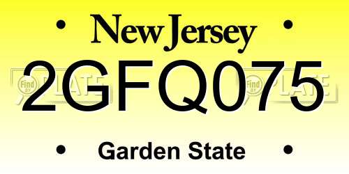 2GFQ075 New Jersey License Plate