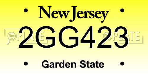 2GG423 New Jersey License Plate