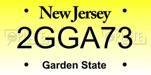 2GGA73 New Jersey License Plate