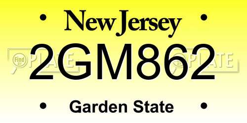 2GM862 New Jersey License Plate