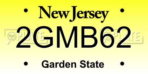 2GMB62 New Jersey License Plate