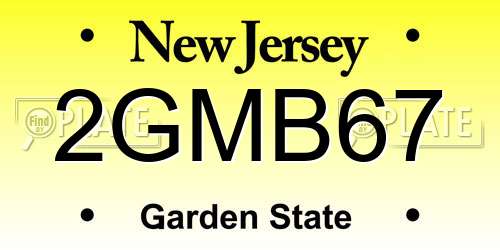 2GMB67 New Jersey License Plate