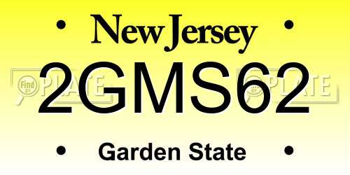 2GMS62 New Jersey License Plate