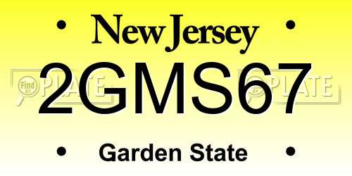 2GMS67 New Jersey License Plate