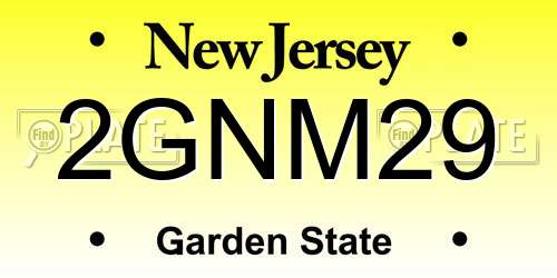 2GNM29 New Jersey License Plate