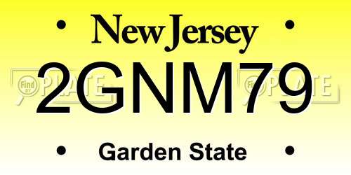 2GNM79 New Jersey License Plate