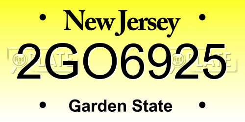 2GO6925 New Jersey License Plate