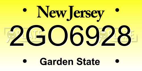 2GO6928 New Jersey License Plate