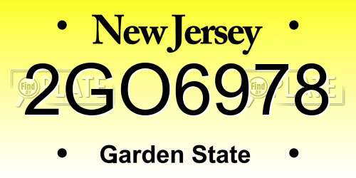 2GO6978 New Jersey License Plate