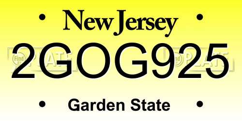 2GOG925 New Jersey License Plate