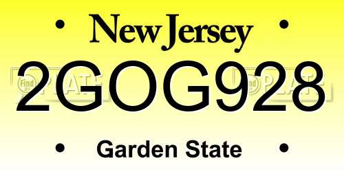 2GOG928 New Jersey License Plate