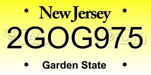 2GOG975 New Jersey License Plate