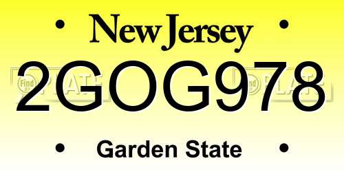 2GOG978 New Jersey License Plate