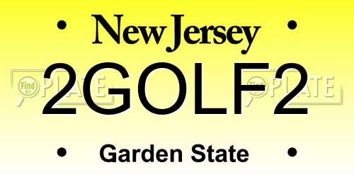 2GOLF2 New Jersey License Plate