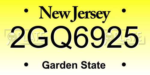 2GQ6925 New Jersey License Plate