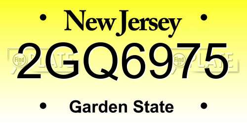 2GQ6975 New Jersey License Plate