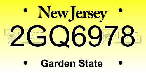 2GQ6978 New Jersey License Plate