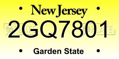 2GQ7801 New Jersey License Plate