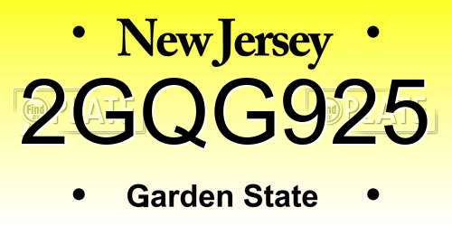 2GQG925 New Jersey License Plate