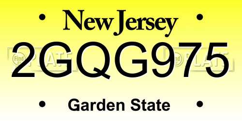 2GQG975 New Jersey License Plate