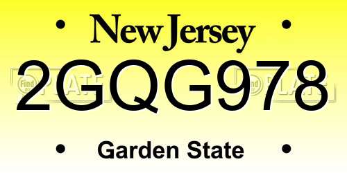 2GQG978 New Jersey License Plate