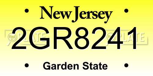 2GR8241 New Jersey License Plate