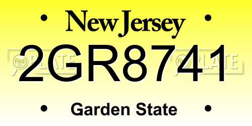 2GR8741 New Jersey License Plate