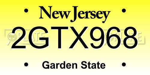 2GTX968 New Jersey License Plate