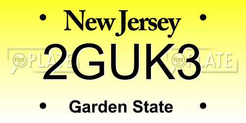 2GUK3 New Jersey License Plate